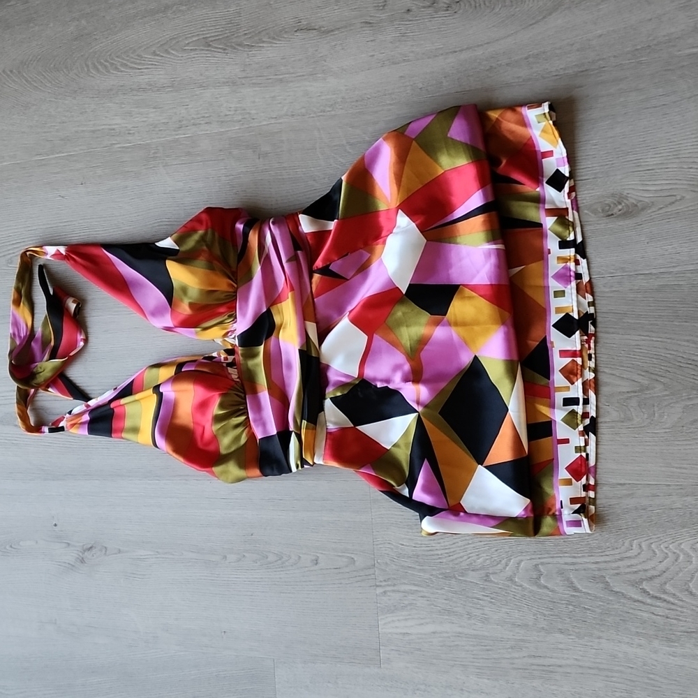 Halter top multi colored dhort dress. Medium
